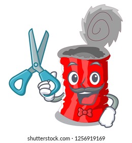 Barber Tin can shape on a cartoon