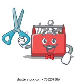 Barber tool box character cartoon