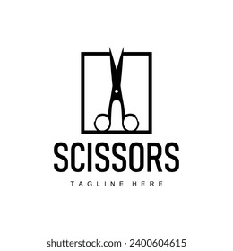Herramienta de corte del logotipo de las tijeras de herramientas de barras vector, tijeras diseño de símbolo de icono de fondo simple