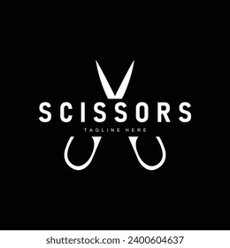 Barber tool scissors logo cutting tool vector, scissors simple background icon symbol design