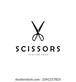 Barber tool scissors logo cutting tool vector, scissors simple background icon symbol design