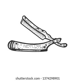Barber tool straight razor sketch engraving vector illustration. Scratch board style imitation. Hand drawn image.