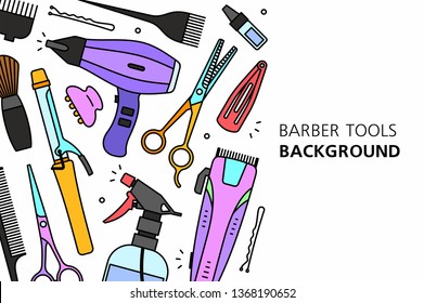 Barber tools background. isolated on white background