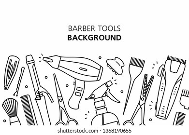 Barber tools background. isolated on white background