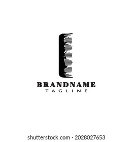 barber tools comb logo cartoon black icon design isolated modern vector retro