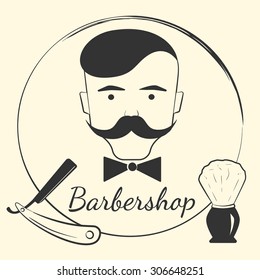 Barber with barber tools. Design concept for a hipster barbershop. 