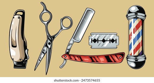 Barber tools, barber and hairdressing equipment,