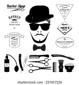 barber tools icon set - vector illustration. eps 10