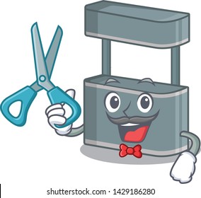 Barber trade stand isolated in the cartoon