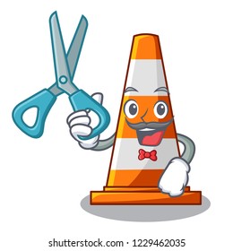 Barber traffic cone on road cartoon shape