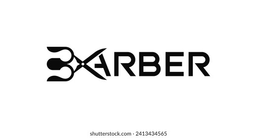 Barber typography text logo design.