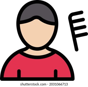 barber vector line colour icon