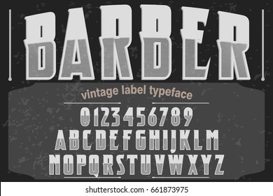 barber vintage font Alphabet,handcrafted vector