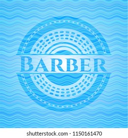 Barber water wave representation style badge.