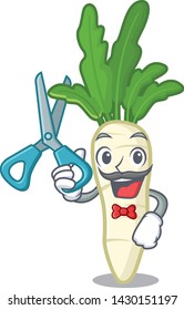 Barber white radish in the character shape