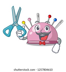 Barber wicker basket on a pincushion cartoon