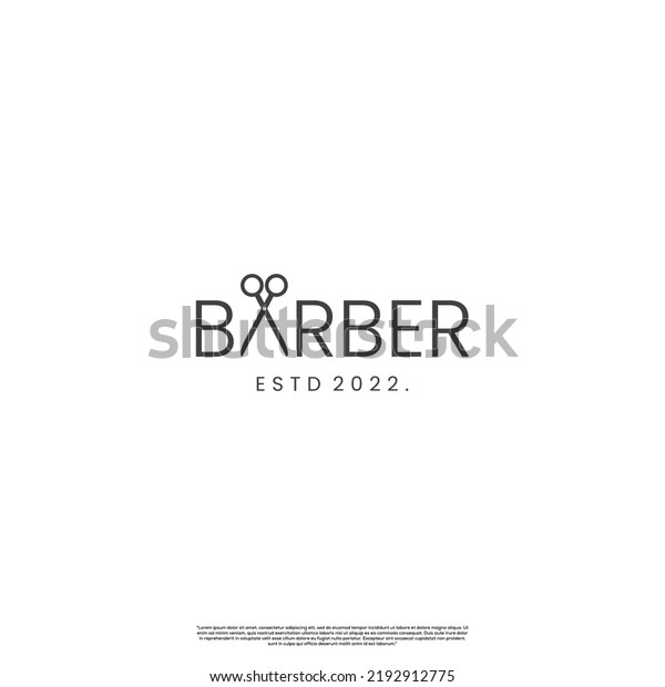 barber word, with\
scissors icon as letter\
A