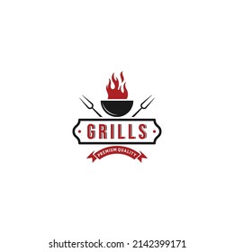 barbercue logo template vector, icon in white background