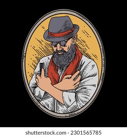 BARBERMAN SELFI CON SU HERRAMIENTA EN VECTOR