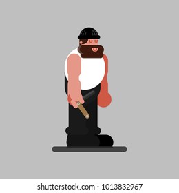 Barberr stands with open razor