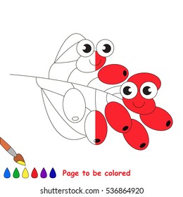 Barberry to be colored, the coloring book to educate preschool kids with easy kid educational gaming and primary education of simple game level.
