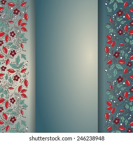 barberry border, hand-drawn berry pattern. place text on the top