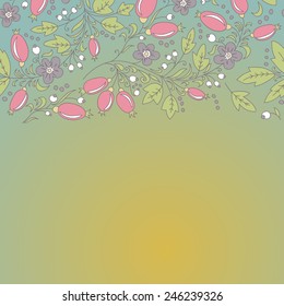 barberry border, hand-drawn berry pattern. place text on the top