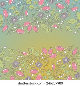 barberry border, hand-drawn berry pattern. place text on the top