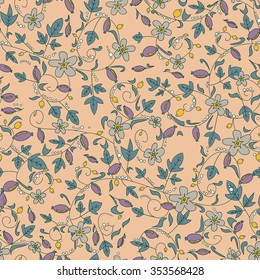 barberry pattern. seamless floral texture with berries