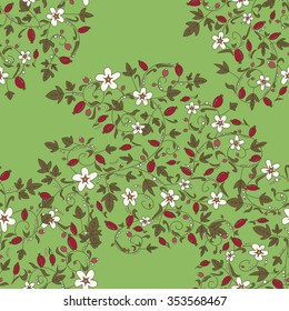 barberry pattern. seamless floral texture with berries