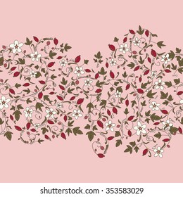 barberry pattern. seamless floral texture with berries