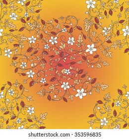 barberry pattern. seamless floral texture with berries