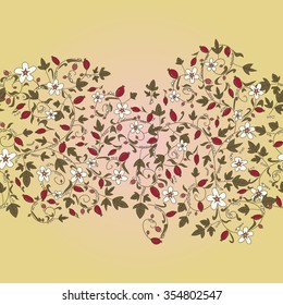 barberry pattern. seamless floral texture with berries
