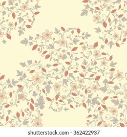 barberry pattern. seamless floral texture with berries