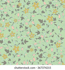 barberry pattern. seamless floral texture with berries
