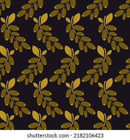 Patrón inquebrantable de Barberry en estilo art deco. Icono de Barberry al estilo de los años 1920-1930. Icono lineal bayas salvajes de color dorado. Diseño vintage para impresión en tela, papel pintado. Ilustración del vector