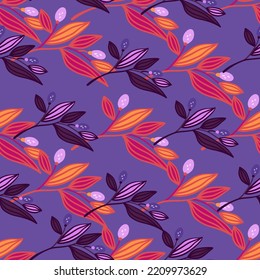 Barberry twigs seamless pattern. Wild berries floral wallpaper. Design for fabric, textile print, wrapping paper, cover. Vector illustration