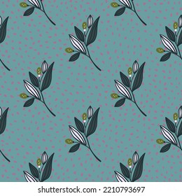 Barberry twigs seamless pattern. Wild berries floral wallpaper. Design for fabric, textile print, wrapping paper, cover. Vector illustration