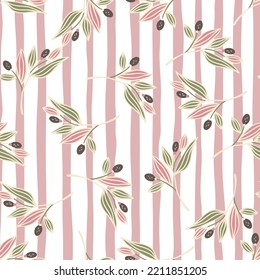 Barberry twigs seamless pattern. Wild berries floral wallpaper. Design for fabric, textile print, wrapping paper, cover. Vector illustration