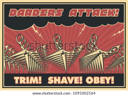 Barbers Attack Poster. Stylization under the Old Cover
