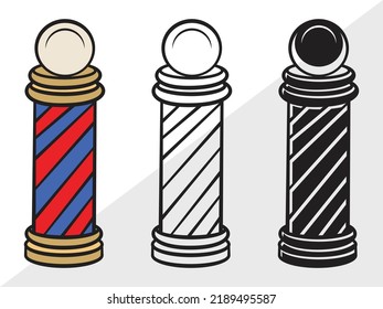 Barbers Pole Clipart SVG Printable Vector Illustration