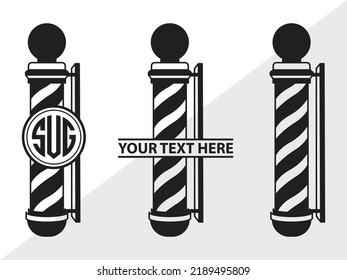 Barbers Pole Monogram SVG Printable Vector Illustration