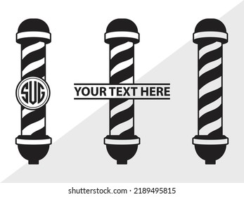 Barbers Pole Monogram SVG Printable Vector Illustration