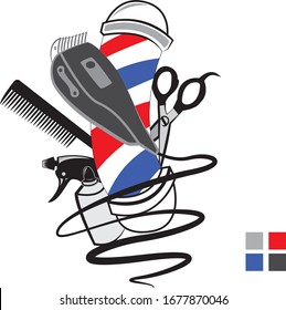 barber pole with scissors