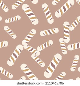 Barber's pole seamless pattern. Barbershop background. Repeated texture in doodle style for fabric, wrapping paper, wallpaper, tissue. Vector illustration.