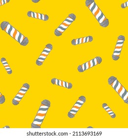 Barber's pole seamless pattern. Barbershop background. Repeated texture in doodle style for fabric, wrapping paper, wallpaper, tissue. Vector illustration.