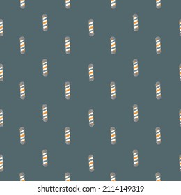 Barber's pole seamless pattern. Barbershop background. Repeated texture in doodle style for fabric, wrapping paper, wallpaper, tissue. Vector illustration.