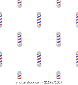 Barber's pole seamless pattern. Barbershop background. Repeated texture in doodle style for fabric, wrapping paper, wallpaper, tissue. Vector illustration.