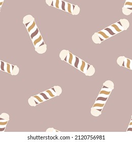 Barber's pole seamless pattern. Barbershop background. Repeated texture in doodle style for fabric, wrapping paper, wallpaper, tissue. Vector illustration.
