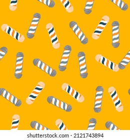 Barber's pole seamless pattern. Barbershop background. Repeated texture in doodle style for fabric, wrapping paper, wallpaper, tissue. Vector illustration.